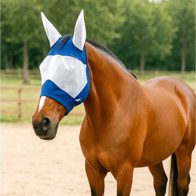 Capa De Cabeça De Mosca De Máscara De Cavalo Com Protetor Ocular Para Andar E Pasto