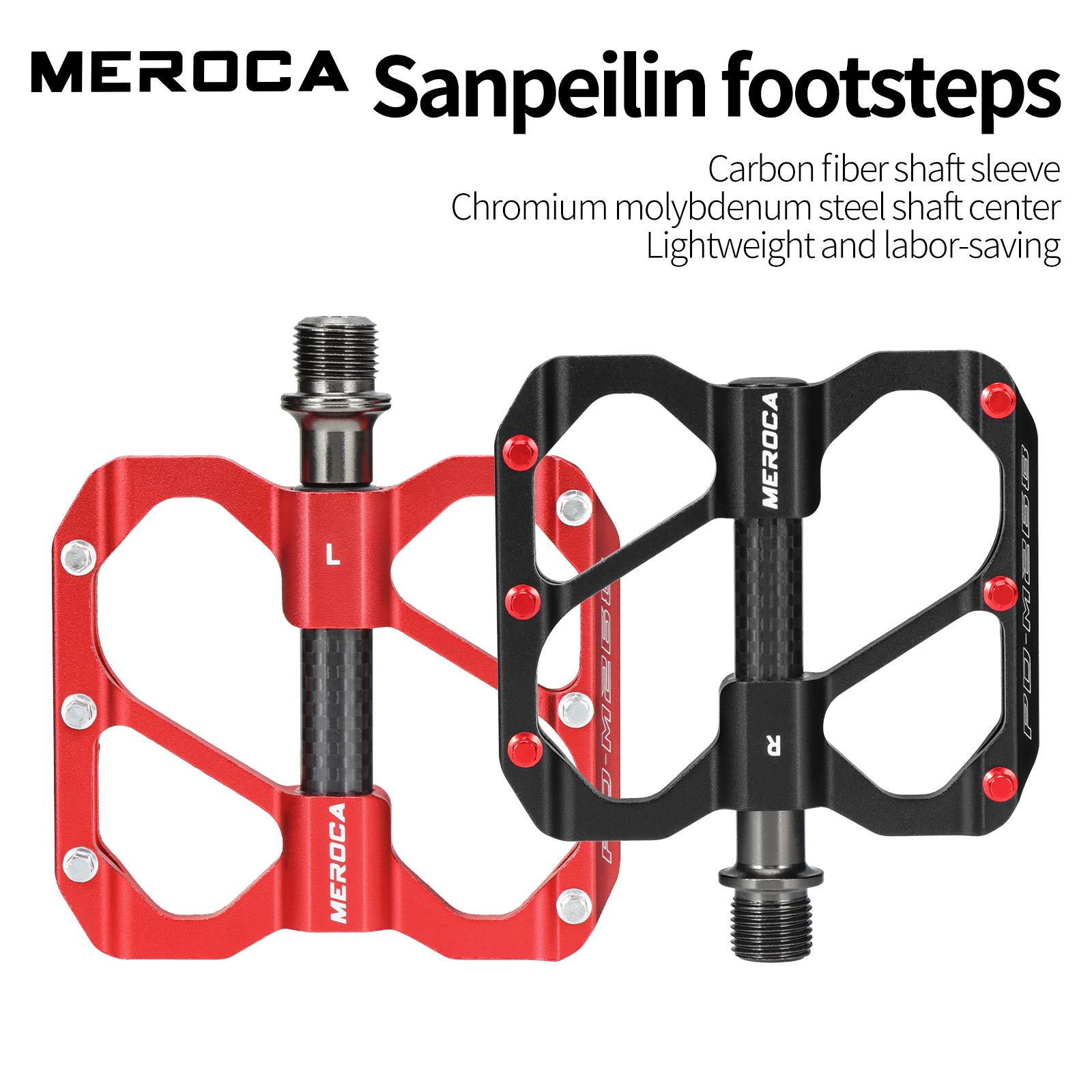 MEROCA 3 Rolamento Pedal Bicicleta Alumínio CNC Fibra de Carbono Plataforma para Bicicleta de Estrada e Montanha