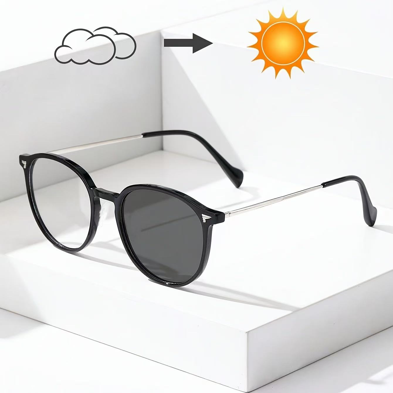 Óculos De Sol Ovais Vintage De Primavera Unissex Lentes Cinza Fotocromáticas Elegantes