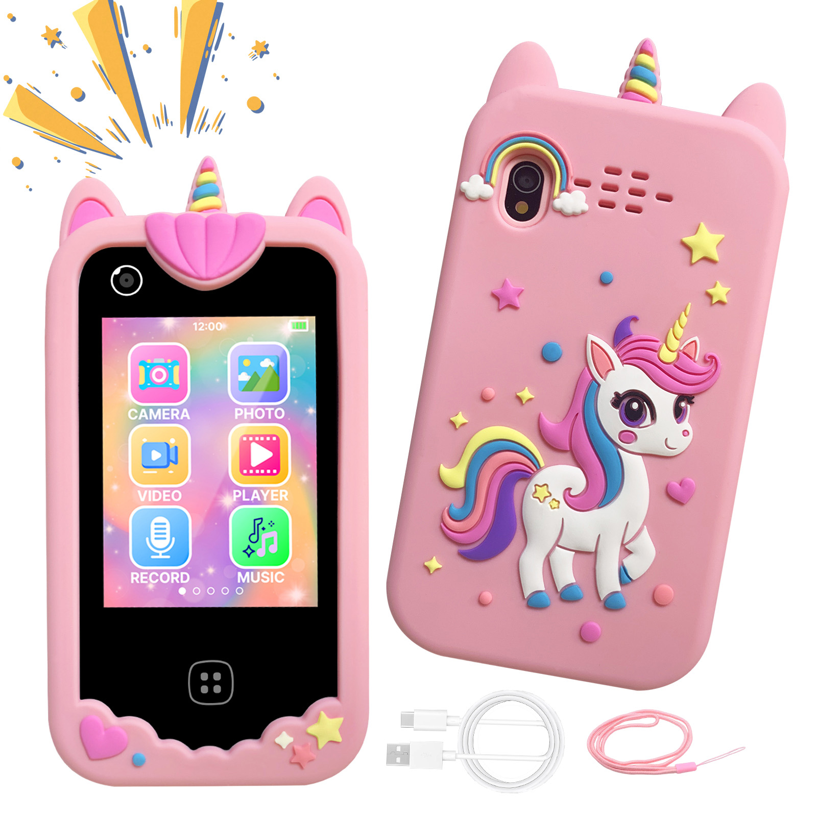 Smartphone Infantil, Presente Premium para Todas as Ocasiões para Crianças Pequenas, Tela Sensível ao Toque