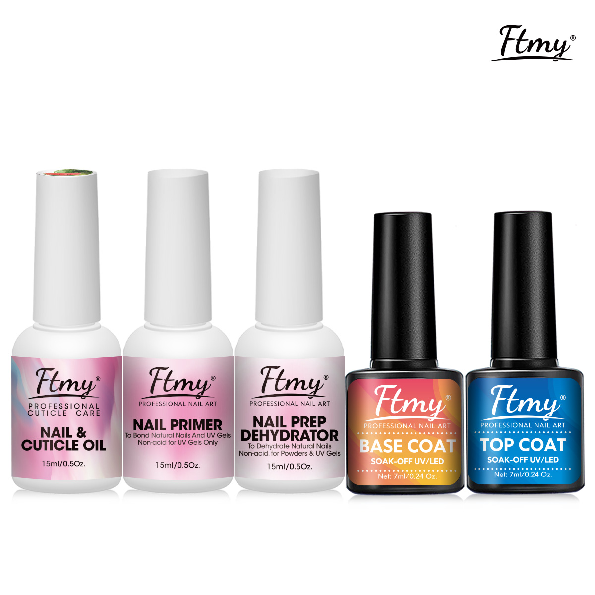 Conjunto de 5 peças: desidratador e primer para unhas, sem ácido, para unhas naturais, primer de ligação para gel e pó