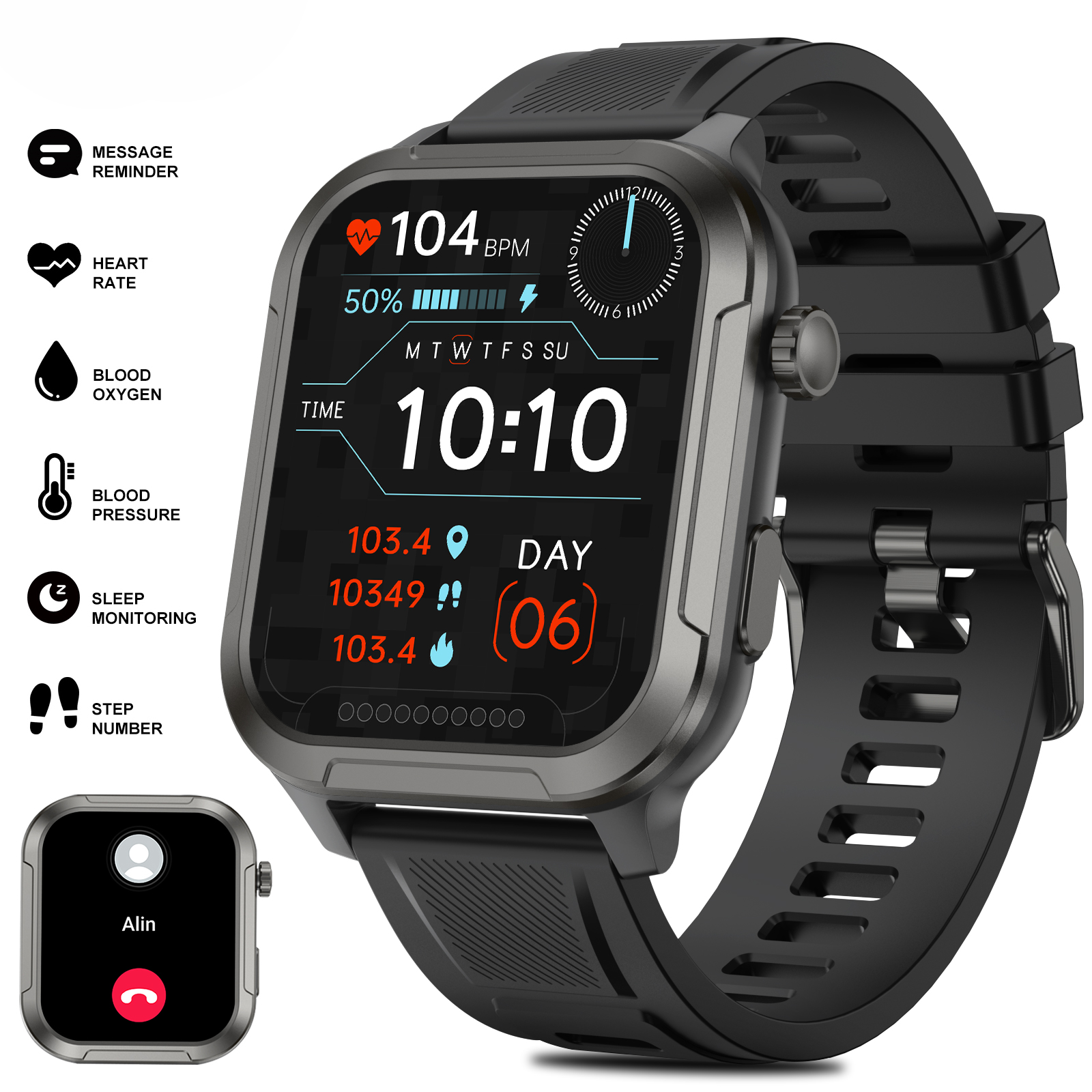 2026 Novo 2.01 " Tela Grande Smartwatch Relógio Inteligente Bluetooth Chamada À Prova Dwaterproof Água Esporte Monitor D