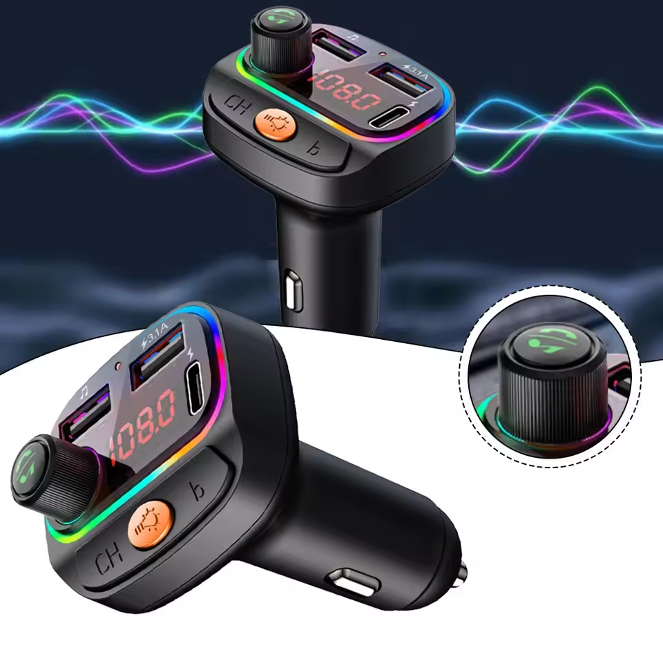 Transmissor FM para carro Bluetooth 5.3, kit sem fio para carro, viva-voz, carregador automotivo USB C, adaptador de