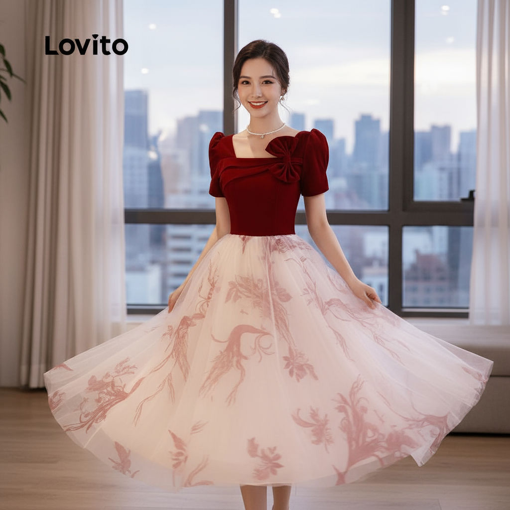 Lovito Blusa Feminina com Zíper Sofisticada para Primavera/Verão Vermelha L167LD023