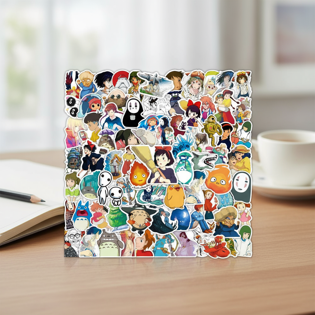 100pcs Adesivos de Anime Studio Ghibli para Copos, Laptops, Malas – Coleção de Decoração DIY e Presente de Aniversário