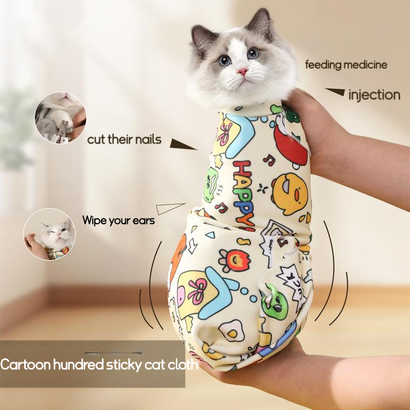 Manta Multifuncional de Tosa para Pets – Toalha Anti-Escape para Banho de Gatos com Velcro, Pano de Retenção Macio de