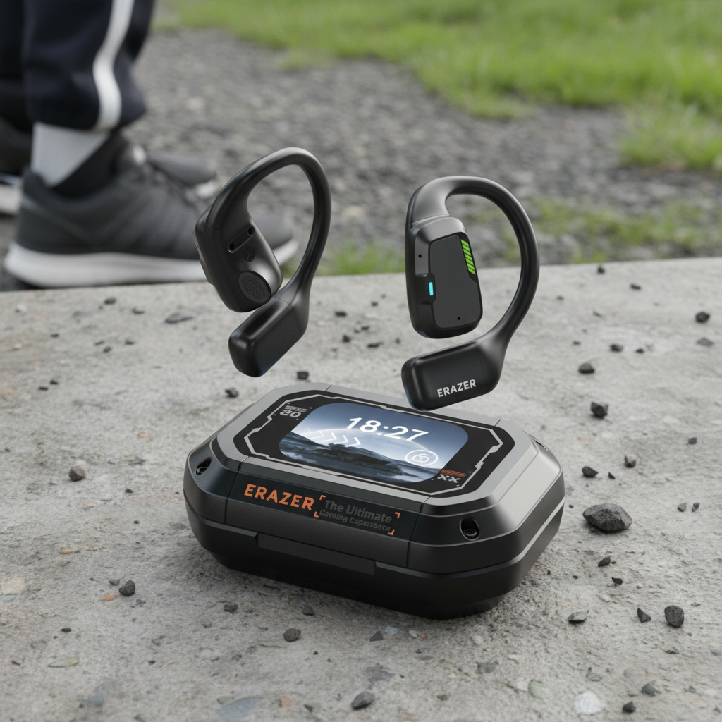  Lenovo ERAZER XP6 Fones de Ouvido Bluetooth 5.4 com Tela Colorida Inteligente, Abertos, IPX5, à Prova d'Água, para