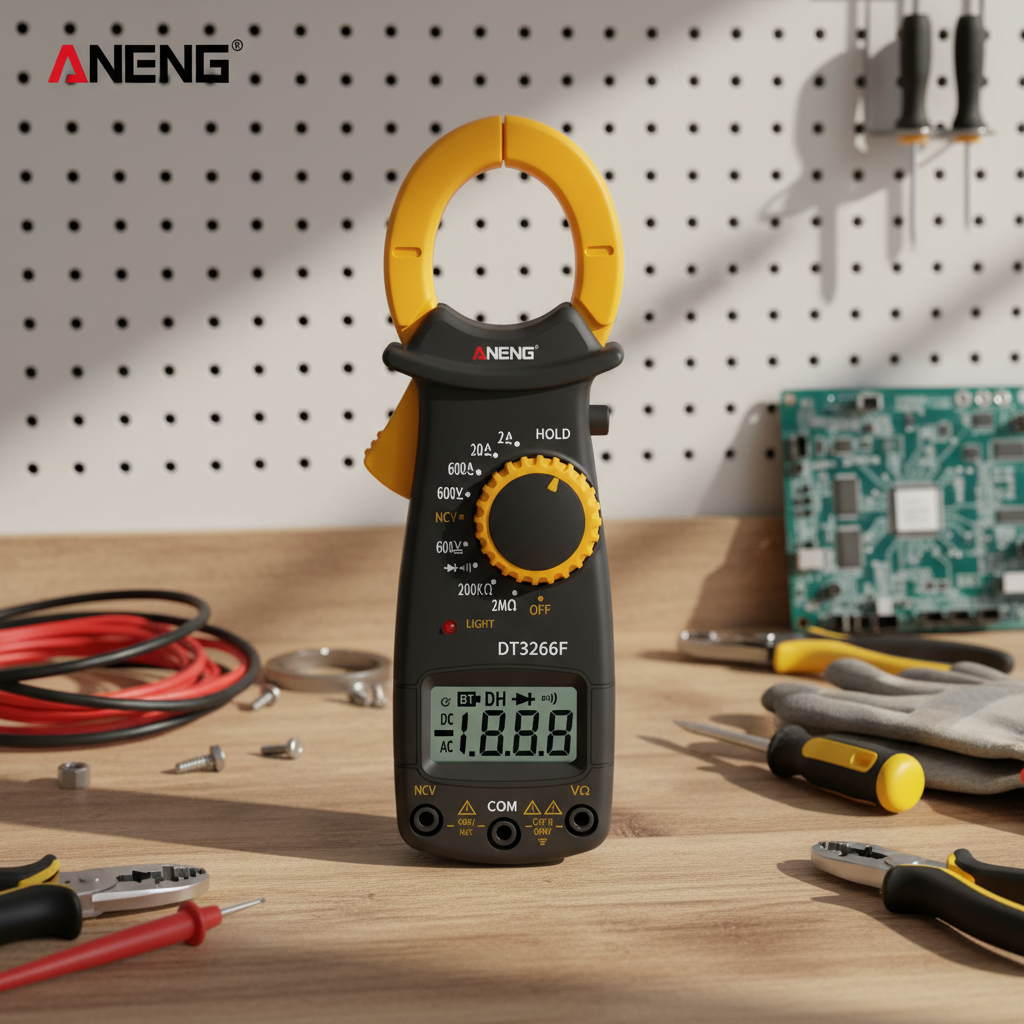 ANENG DT3266F Mini Medidor de Braçadeira Digital, Amperímetro, Tensão AC/DC, Resistência, Alarme Sonoro
