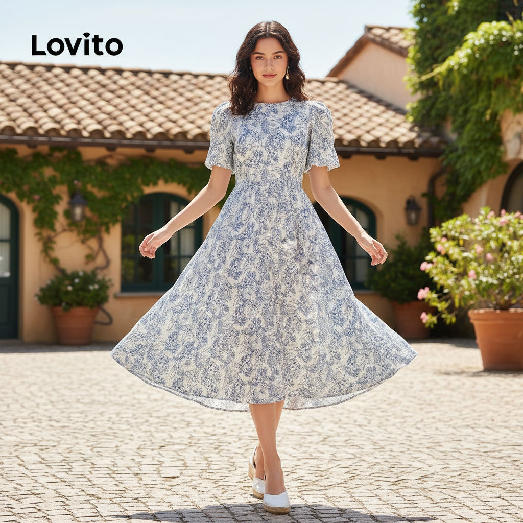 Lovito Vestido Casual Feminino Com Estampa De Flores L106AD554