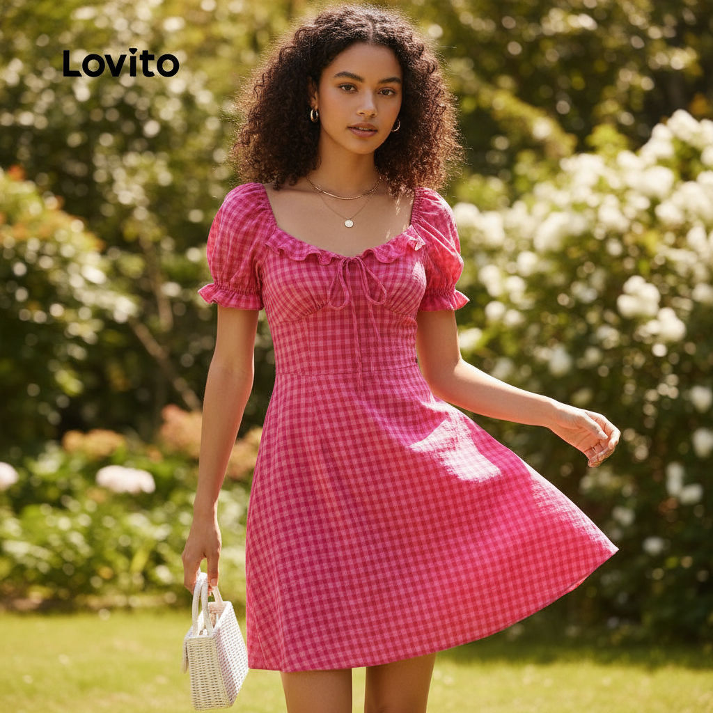Lovito Refine Vestido Simples Com Amarração E Zíper Para Mulheres L133ED837 em Oferta na Shopee