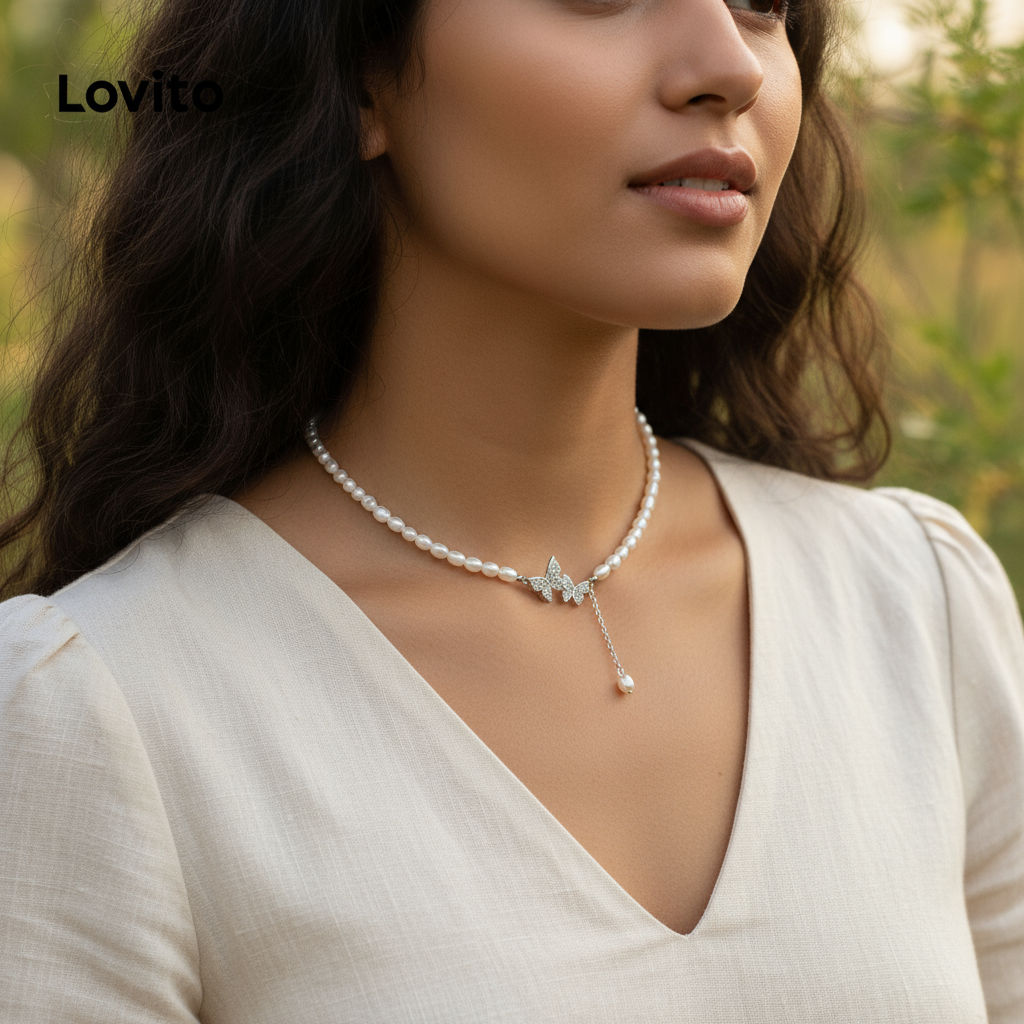 Lovito Colar Feminino Pérolas Brancas LNA14115 em Oferta na Shopee