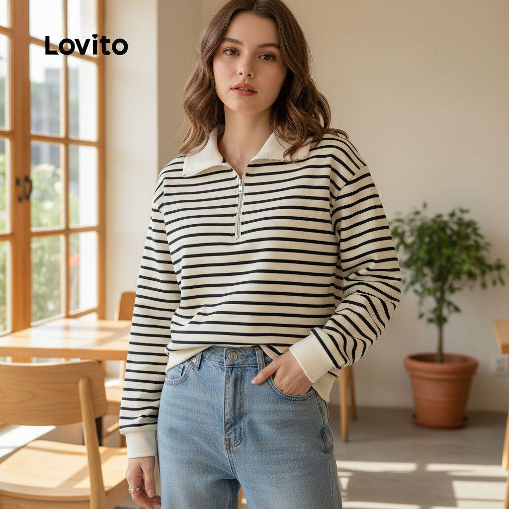 Lovito Jaqueta de Moletom Casual Clássica e Atemporal Feminina para Outono Inverno L159AD238