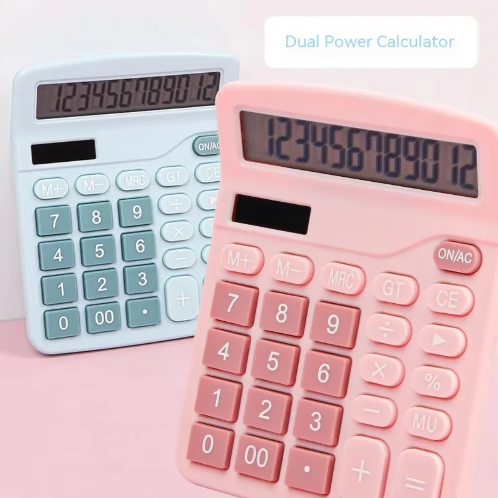 Calculadora Científica Solar Computador De Mesa Financeiro De Energia Dupla Tela Lcd Grande Papelaria De Escritório Prof