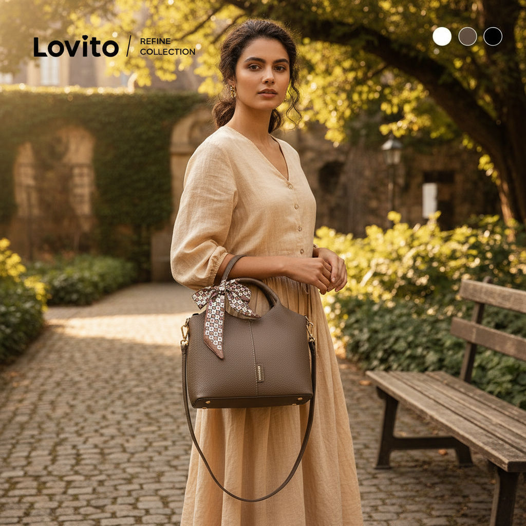 Lovito Refine Bolsa Balde Casual Feminina Elegante Ombro Transversal LFA53169 em Oferta na Shopee
