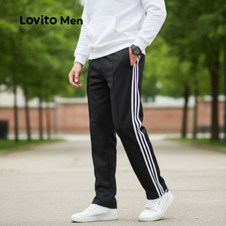 Lovito Calça Masculina Casual Jogger Preta com Estampa Colorida Primavera/verão LNE110190 em Oferta na Shopee
