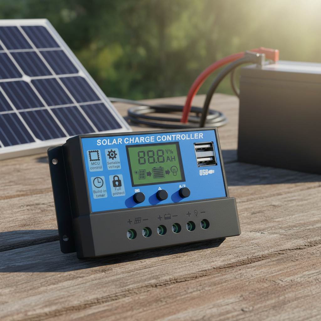 Controlador de Carga Solar de 12V 24V 20A 30A 60A com Display LCD Ajustável e Painel Carregador