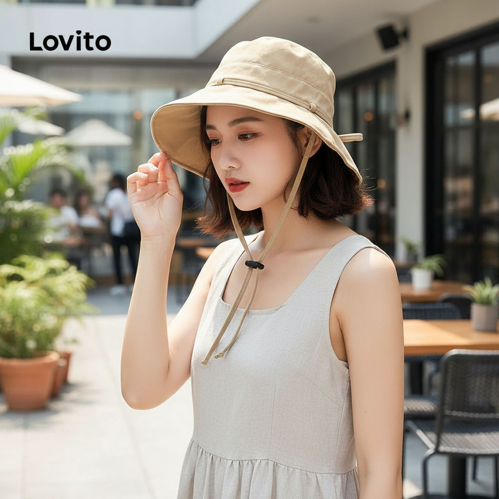 Lovito Chapéu Feminino Casual Simples Com Laço Para Mulheres LFA21066 em Oferta na Shopee