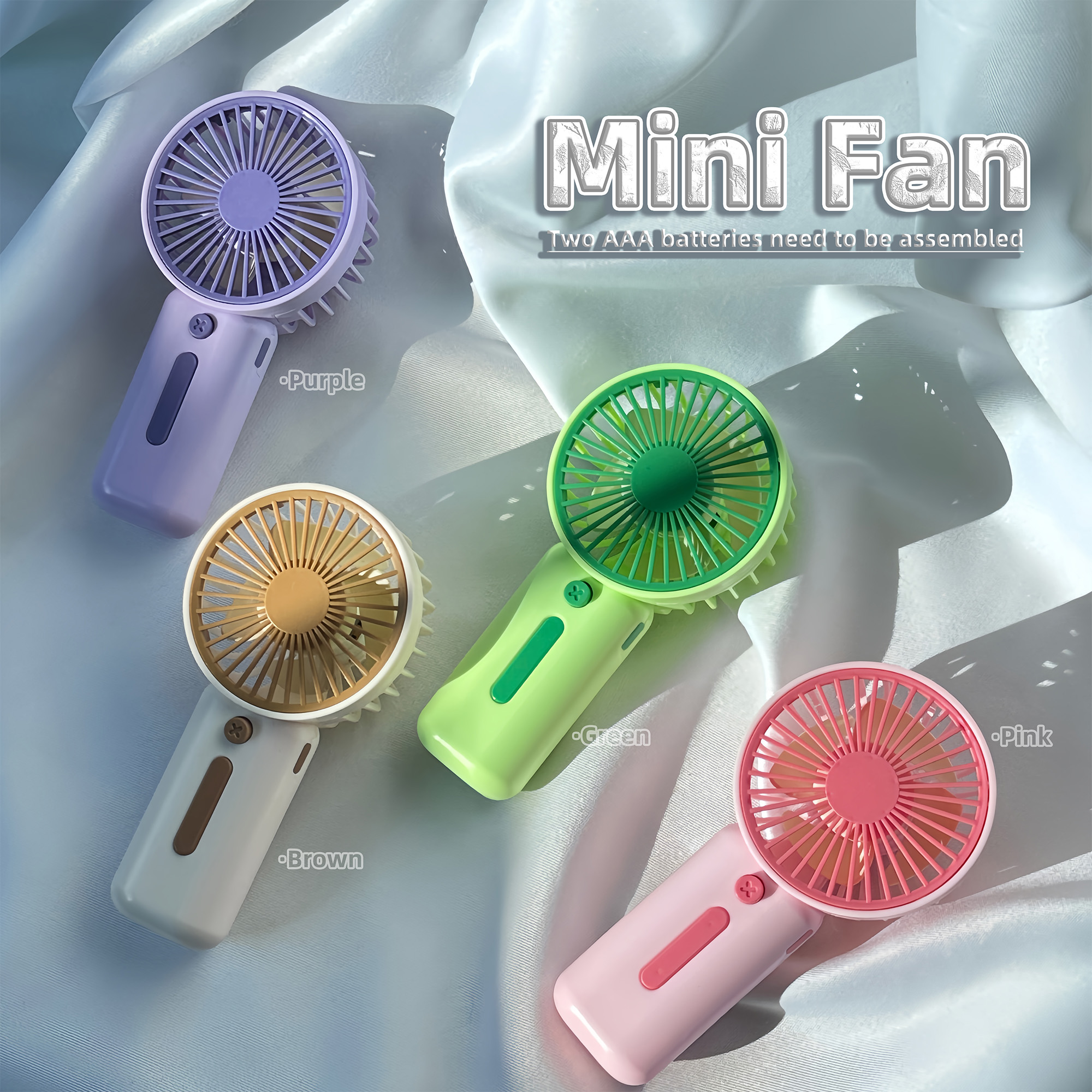 Mini ventilador portátil (2 pilhas AAA (não incluídas)) Ventilador de resfriamento portátil com potência de vento de 1