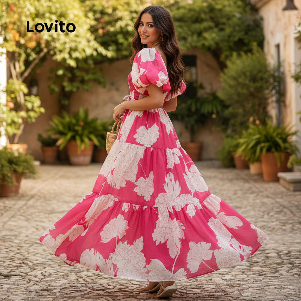 Lovito Refine Vestido Feminino Elegante de Amarração Primavera/Verão L167LD039