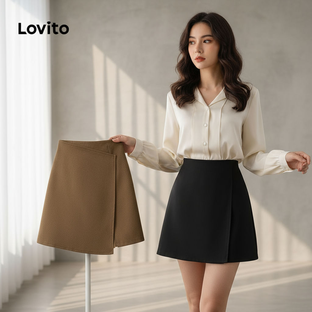 Lovito Shorts Casuais Femininos Lisos 2 Em 1 L80ED186 (Multicolorido) em Oferta na Shopee