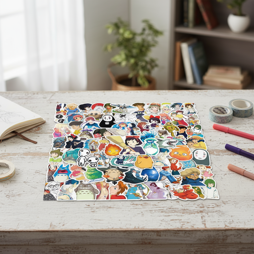 100 Adesivos de Anime Studio Ghibli - Decoração DIY para Laptops, Copos, Malas, Presente de Aniversário Perfeito