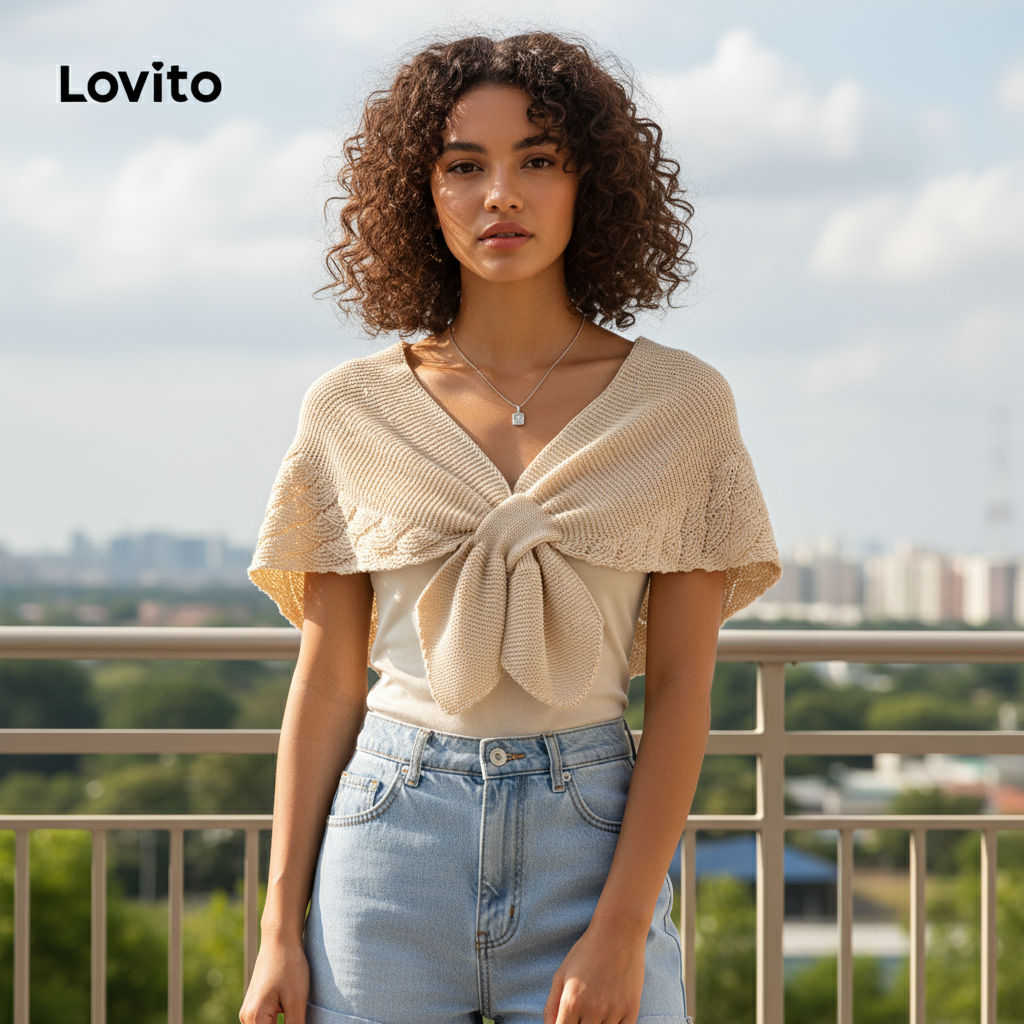 Lovito Lenço Feminino de Malha Simples com Nó e Estampa Pés de Corvos LFA10137 em Oferta na Shopee