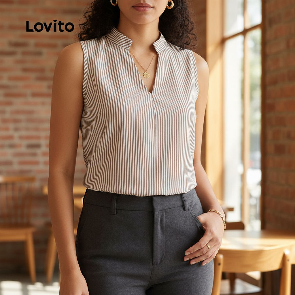 Lovito Blusa Marrom Casual Feminina para Primavera Verão L243AD668 em Oferta na Shopee