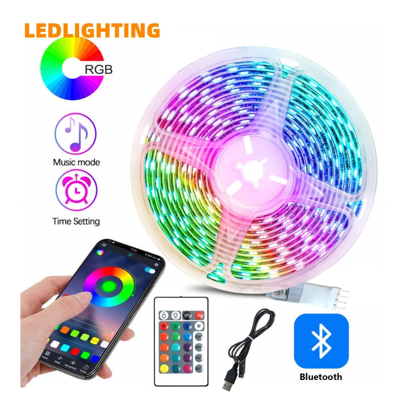 Luz De Tira LED RGB-Controle Remoto De 16 Cores Alimentado Por USB 5050 Para Decoração DIY Interna