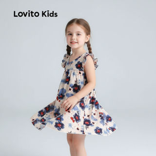 Lovito Crianças Vestido Sofisticado com Babados Florais Primavera/Verão Vestido Multicolorido para Menina LNL119349 em Oferta na Shopee