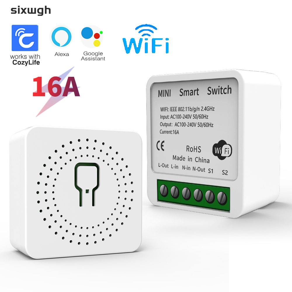 16A interruptor inteligente WIFI mini suporte controle por voz Alexa Google Home