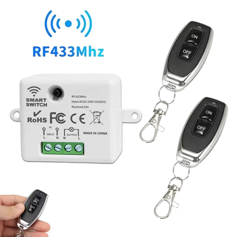 Interruptor de Luz de Controle Remoto Sem Fio RF433MHz Mini Receptor de Relé AC110V 220V para Controle de Lâmpadas LED
