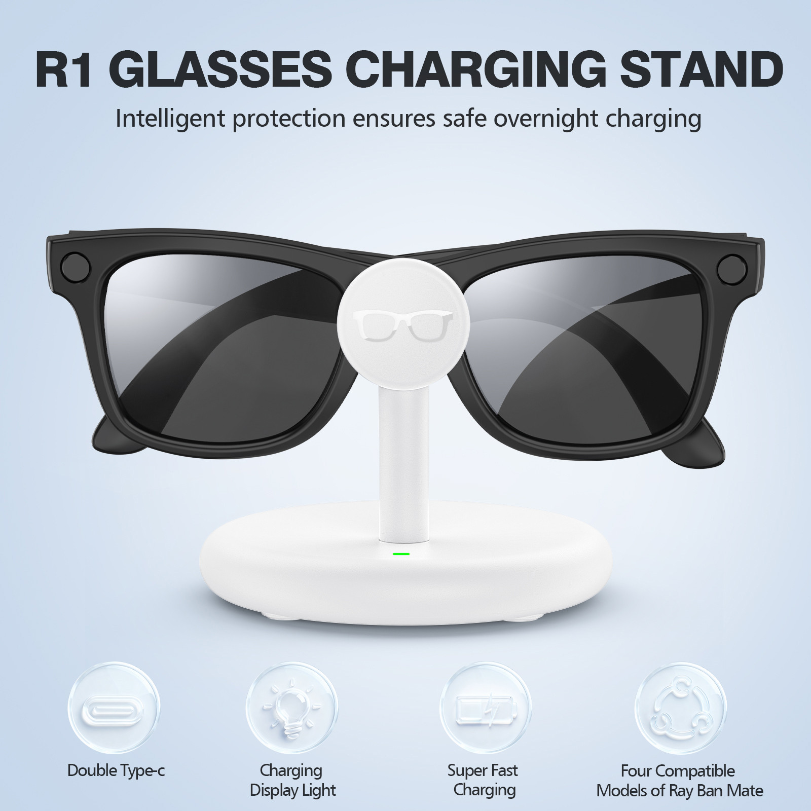 Para Base De Carregamento De Óculos Inteligentes Ray Ban Meta , Portátil , Adequada Viajantes , Skyler Com Cabo USB-C ,