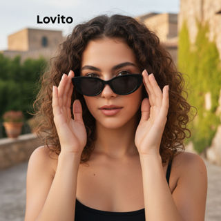 Lovito Óculos de Sol Quadrados Lisos para Mulheres L60AD106 (Amarelo/Preto) em Oferta na Shopee