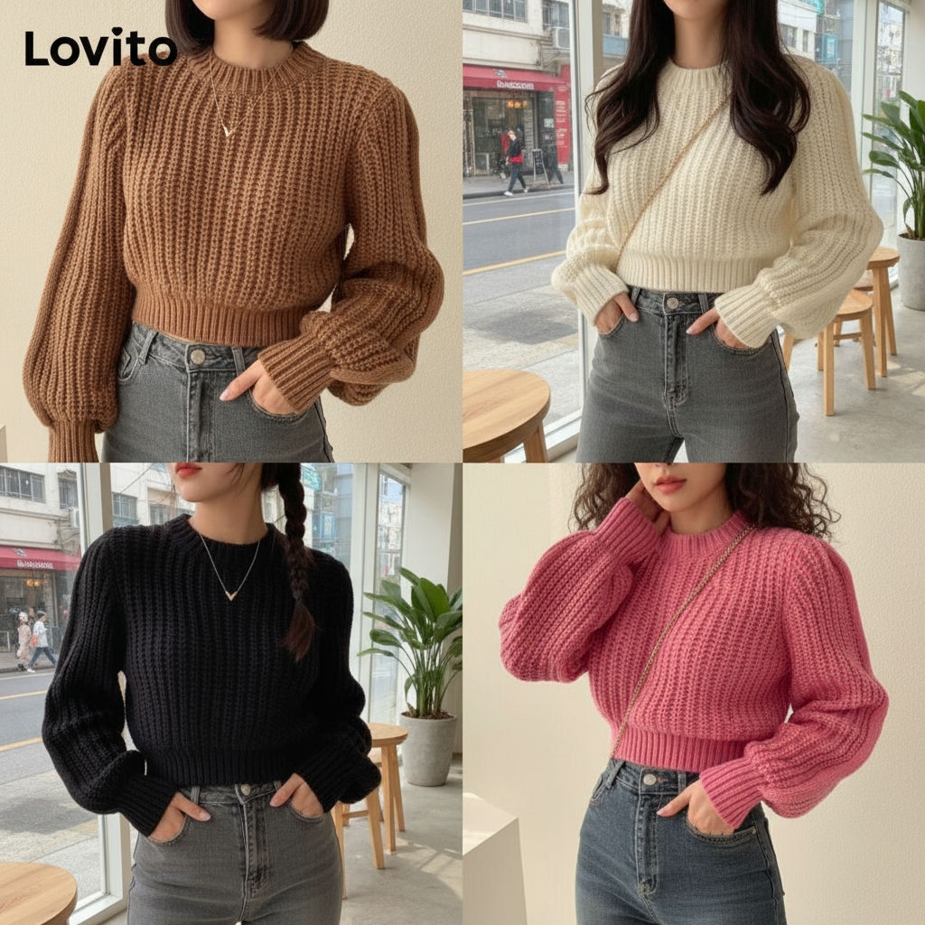 Lovito Casaco Básico Liso e Casual Para Mulheres LNA40014 em Oferta na Shopee