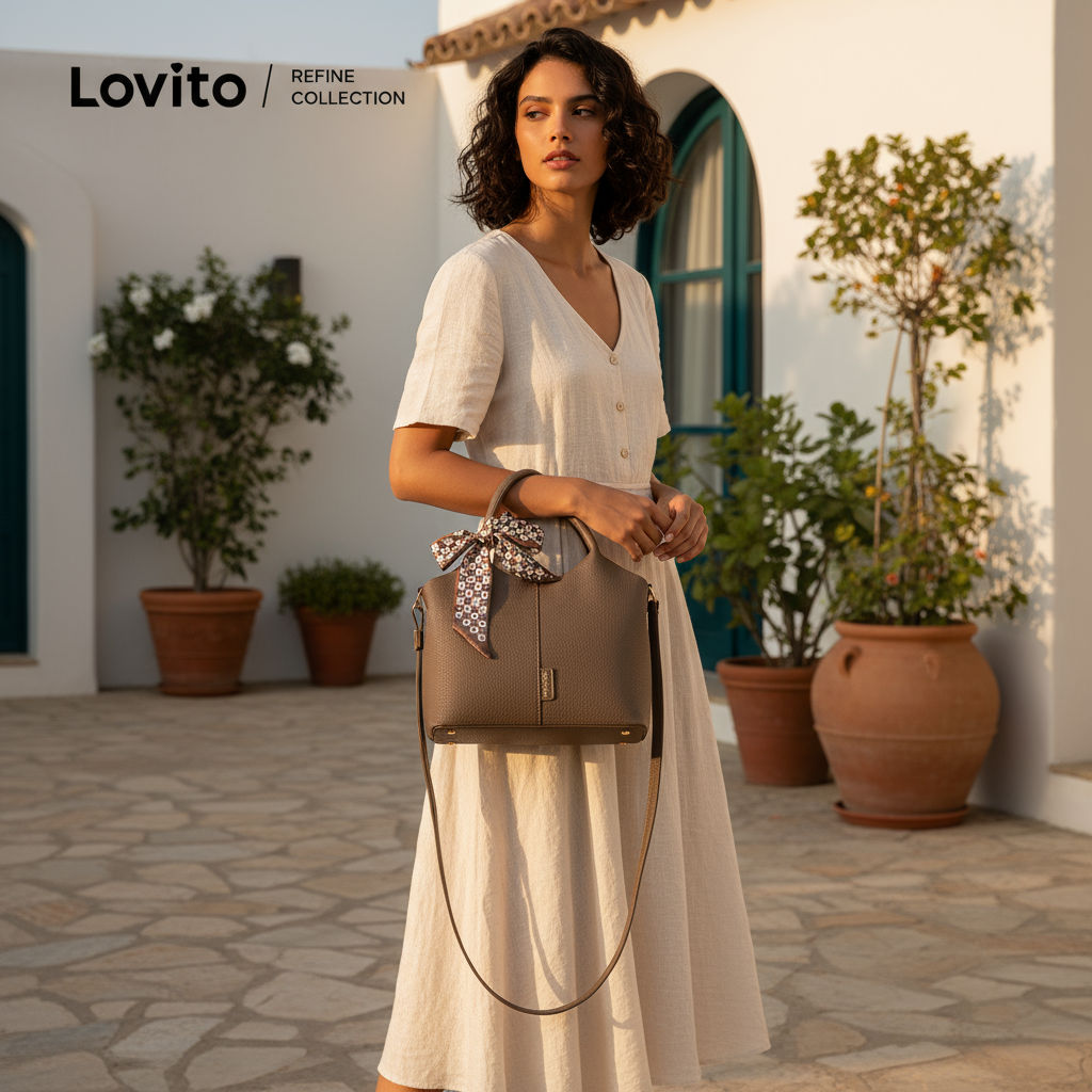 Lovito Refine Bolsa Balde Casual Feminina Elegante Ombro Transversal LFA53169 em Oferta na Shopee
