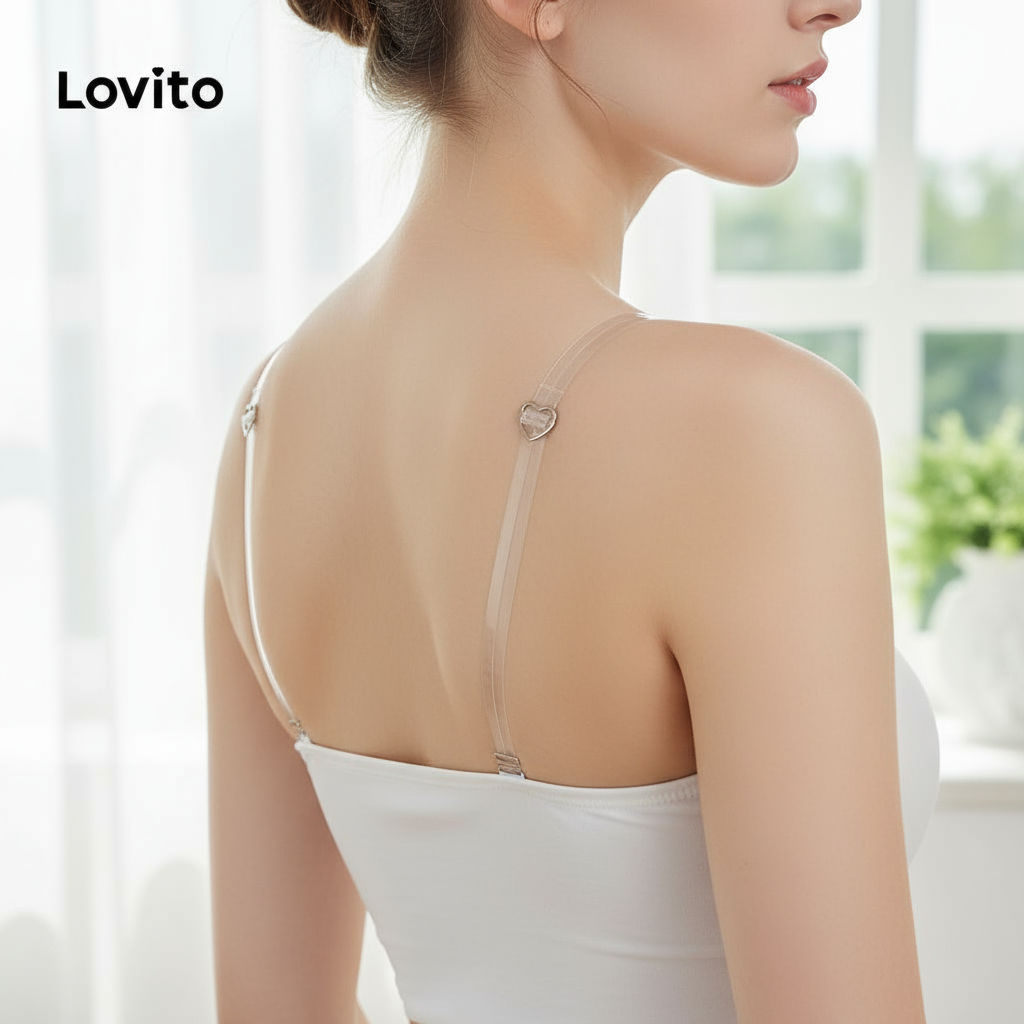 Lovito Refine Acessório de Lingerie Casual Coração - Transparente Alça Ajustável L8LD006 em Oferta na Shopee