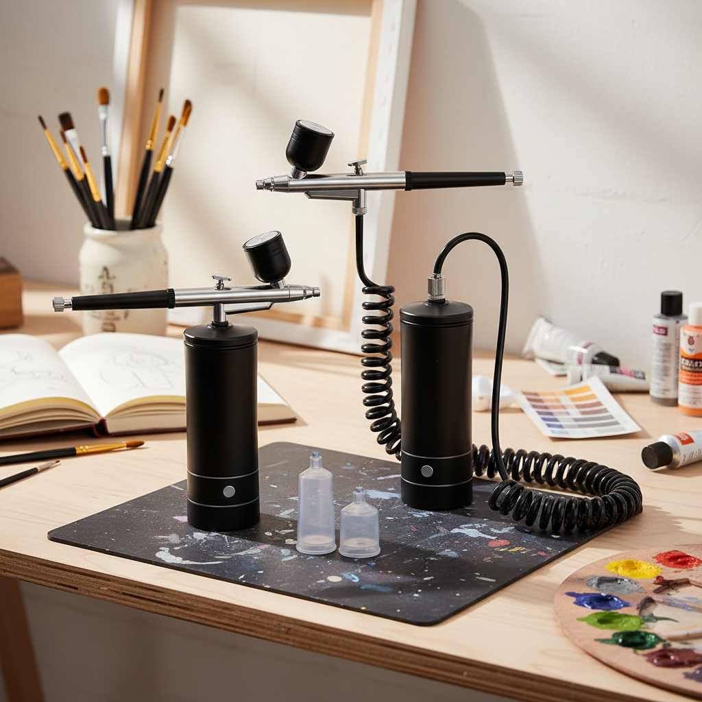 Mini Kit de Aerógrafo Sem Fio com Compressor, Pistola de Pulverização para Pintura, Maquiagem, Decoração de Bolos e