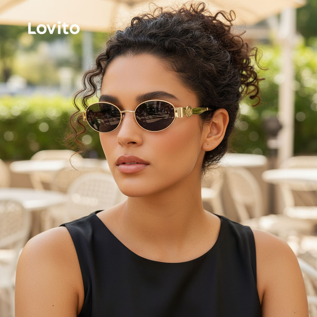 Lovito Óculos de Sol com Armação Larga de Metal Estilo Boho LFA90X048 em Oferta na Shopee