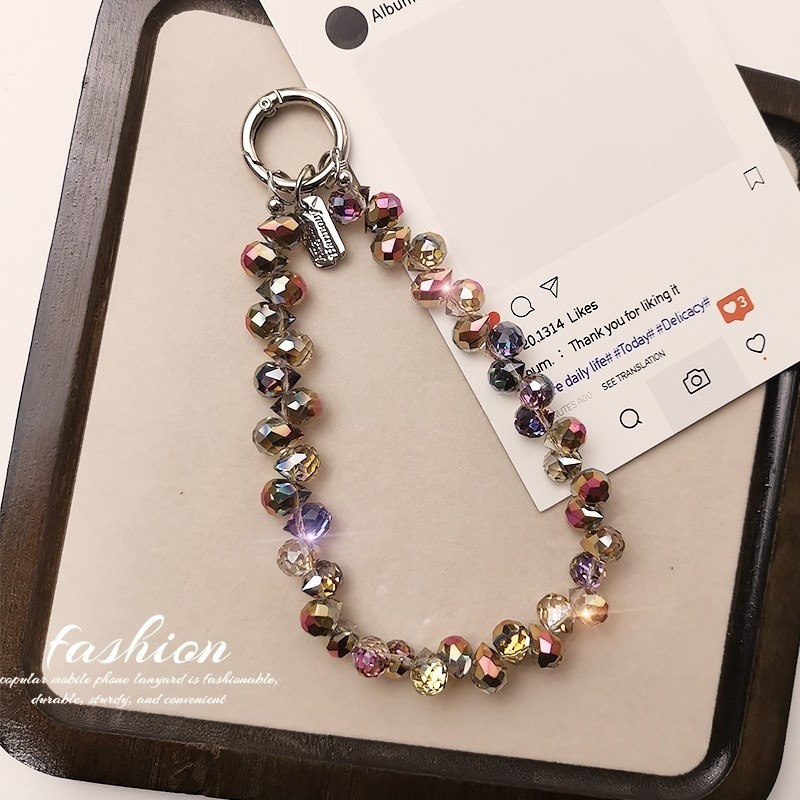 Elegante Espumante Cristal Grânulo Telefone Charme Cinta Destacável Chaveiro Saco Pingente Para Mulheres Meninas