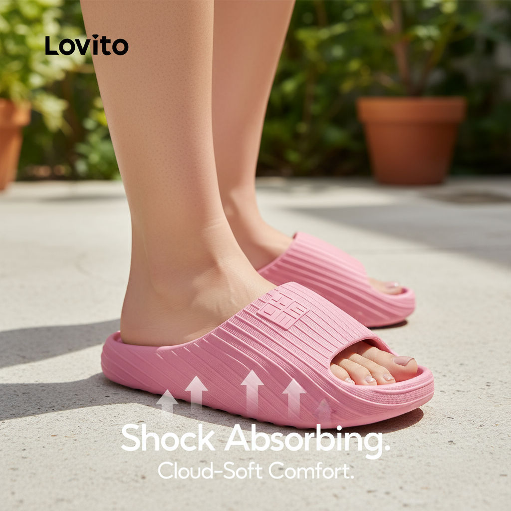 Lovito Sandálias Femininas Elegantes, Leves e Rasas LFAS1002 em Oferta na Shopee