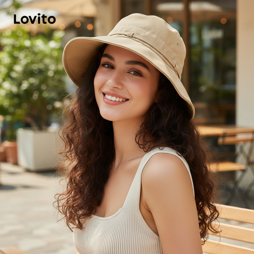 Lovito Chapéu Feminino Casual Simples Com Laço Para Mulheres LFA21066 em Oferta na Shopee