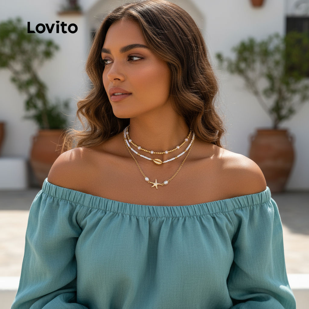 Lovito Colares Empilhados em Múltiplas Camadas Estilo Boho LFA91264 em Oferta na Shopee
