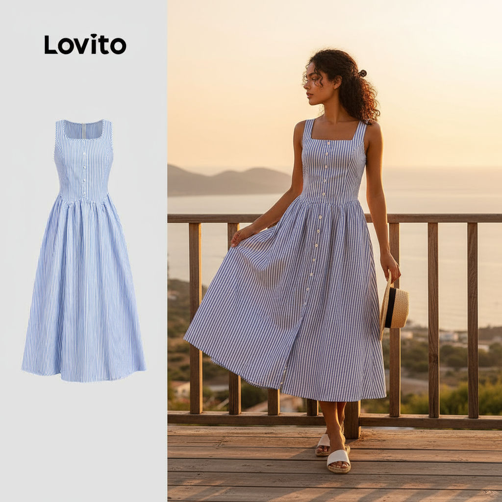 Lovito Vestido Casual Feminino para Primavera e Verão L157LD193 em Oferta na Shopee