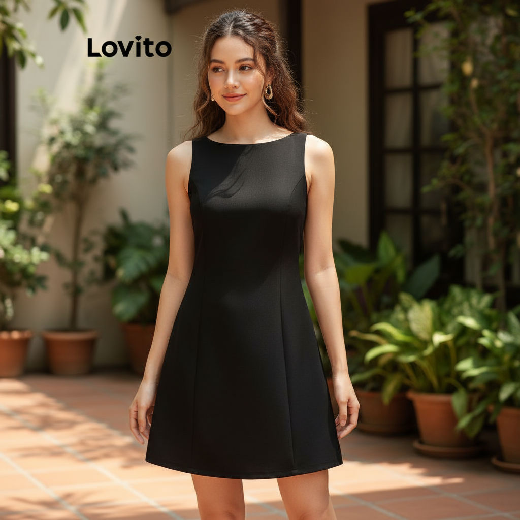 Lovito Refine Vestido Casual Simples Modelo A Para Mulheres L108ED289 em Oferta na Shopee