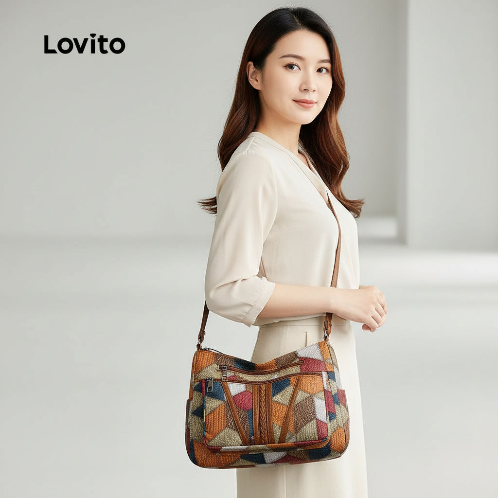 Lovito Bolsa de Ombro Pequena Casual de Patchwork para Mulheres LFA90330 em Oferta na Shopee