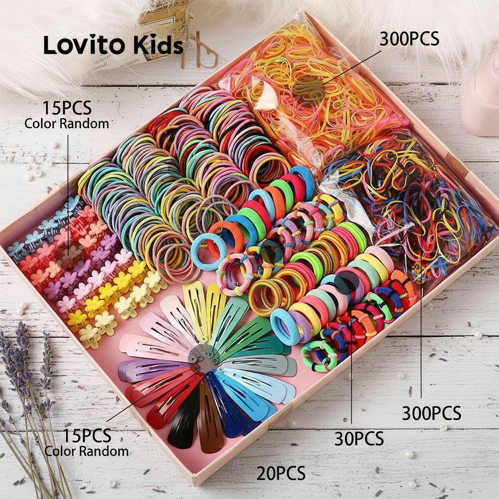 Lovito Laços de Cabelo Delicados para Crianças em Macaron, Textura Suave, Todos os Estações, Bebês e Crianças LNL106093 em Oferta na Shopee