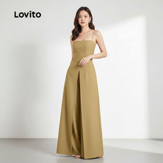 Lovito Macacão Feminino Refinado com Alças Reguláveis Outono/Primavera em Açafrão L154ED1111 em Oferta na Shopee