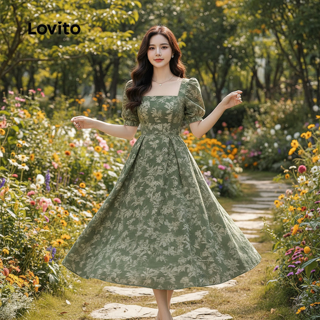 Lovito Refine Vestido Feminino Verde com Zíper para Primavera/verão L161LD013 em Oferta na Shopee