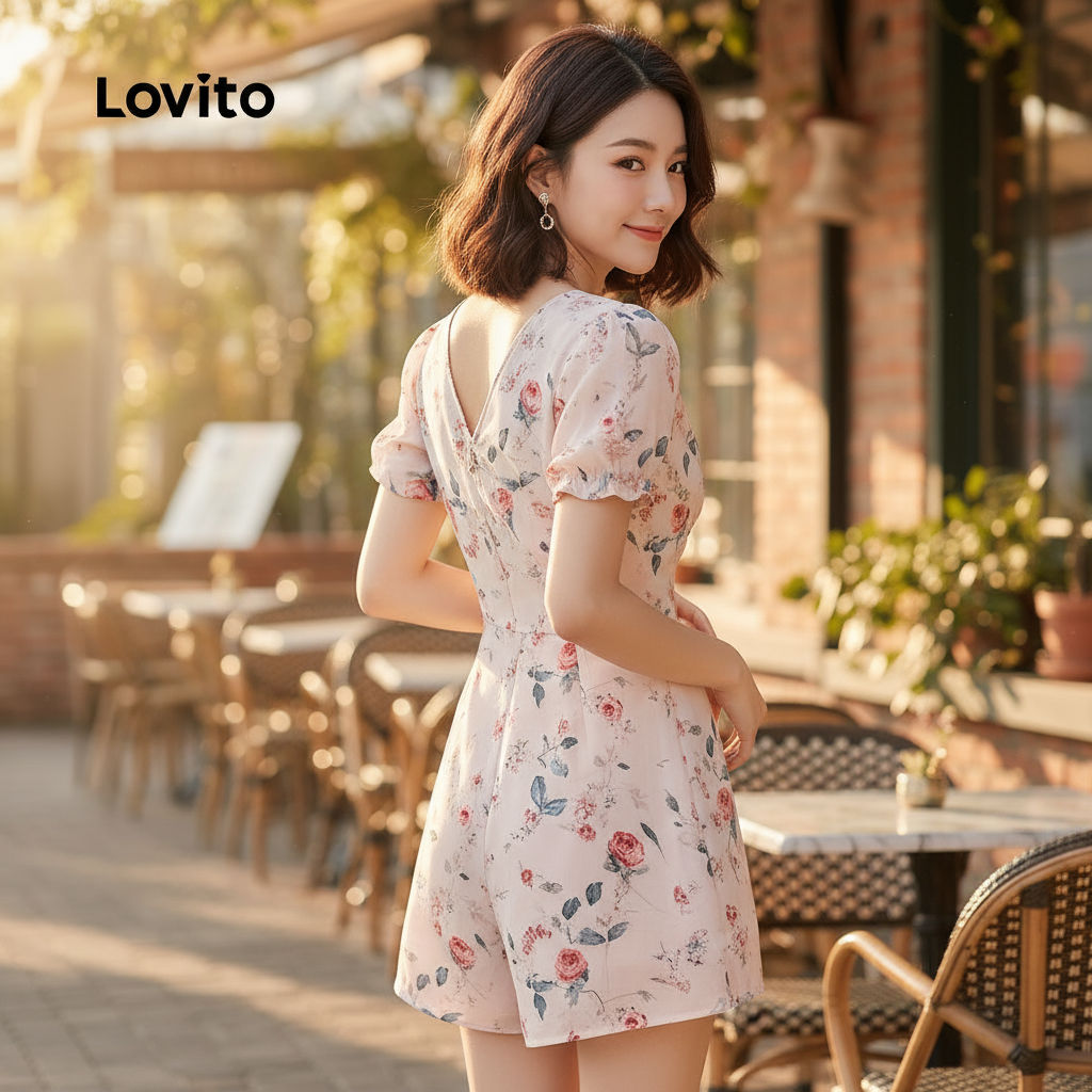 Lovito Macacão Boho com Zíper, Macio e Confortável para Mulheres, Primavera/Verão, L137ED071 em Oferta na Shopee
