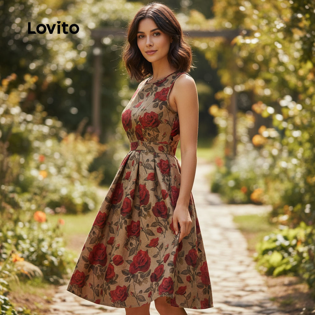 Lovito Vestido Feminino Retrô Primavera Verão L154ED236 em Oferta na Shopee